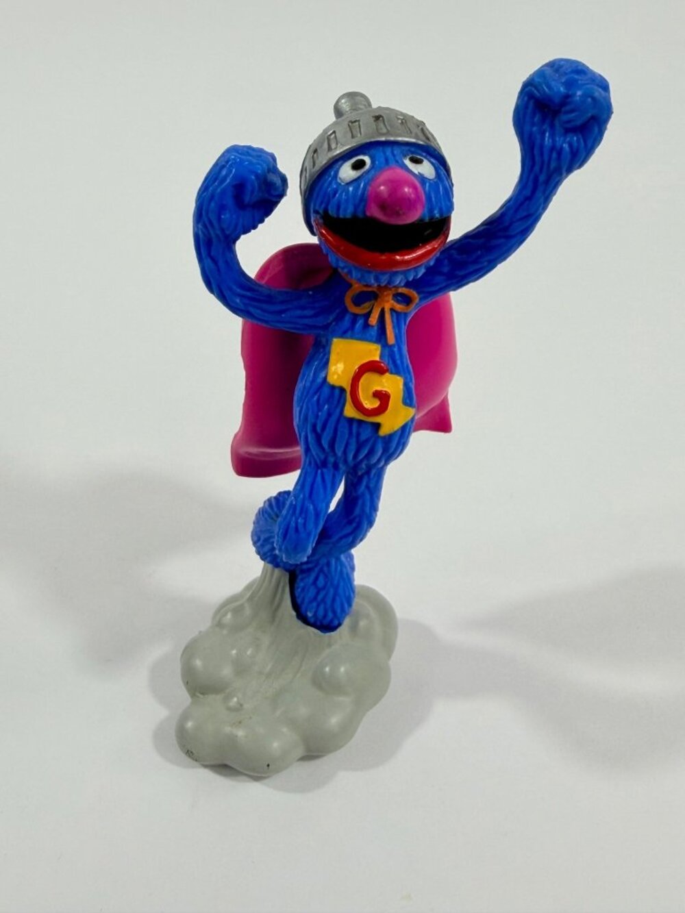 Super Grover Figurine 1980s Muppets Applause Vintage Collectible Blue Cake Toppe